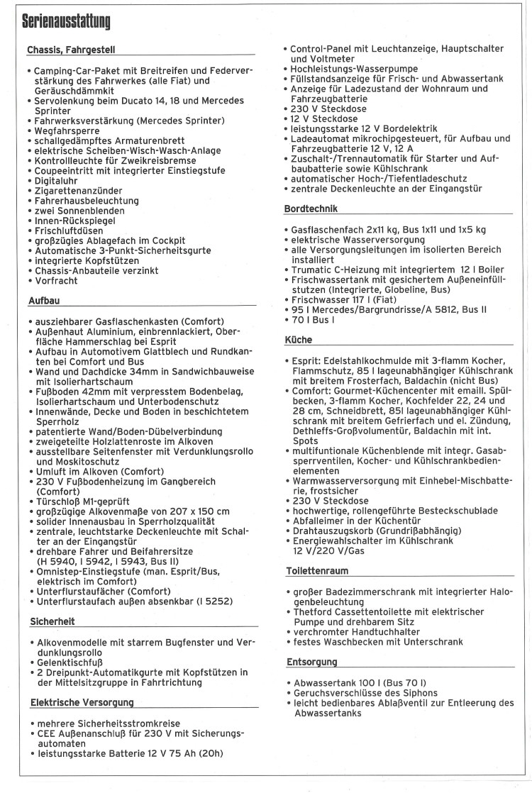 Dethleffs 1999 Motorcaravans Preisliste (3)