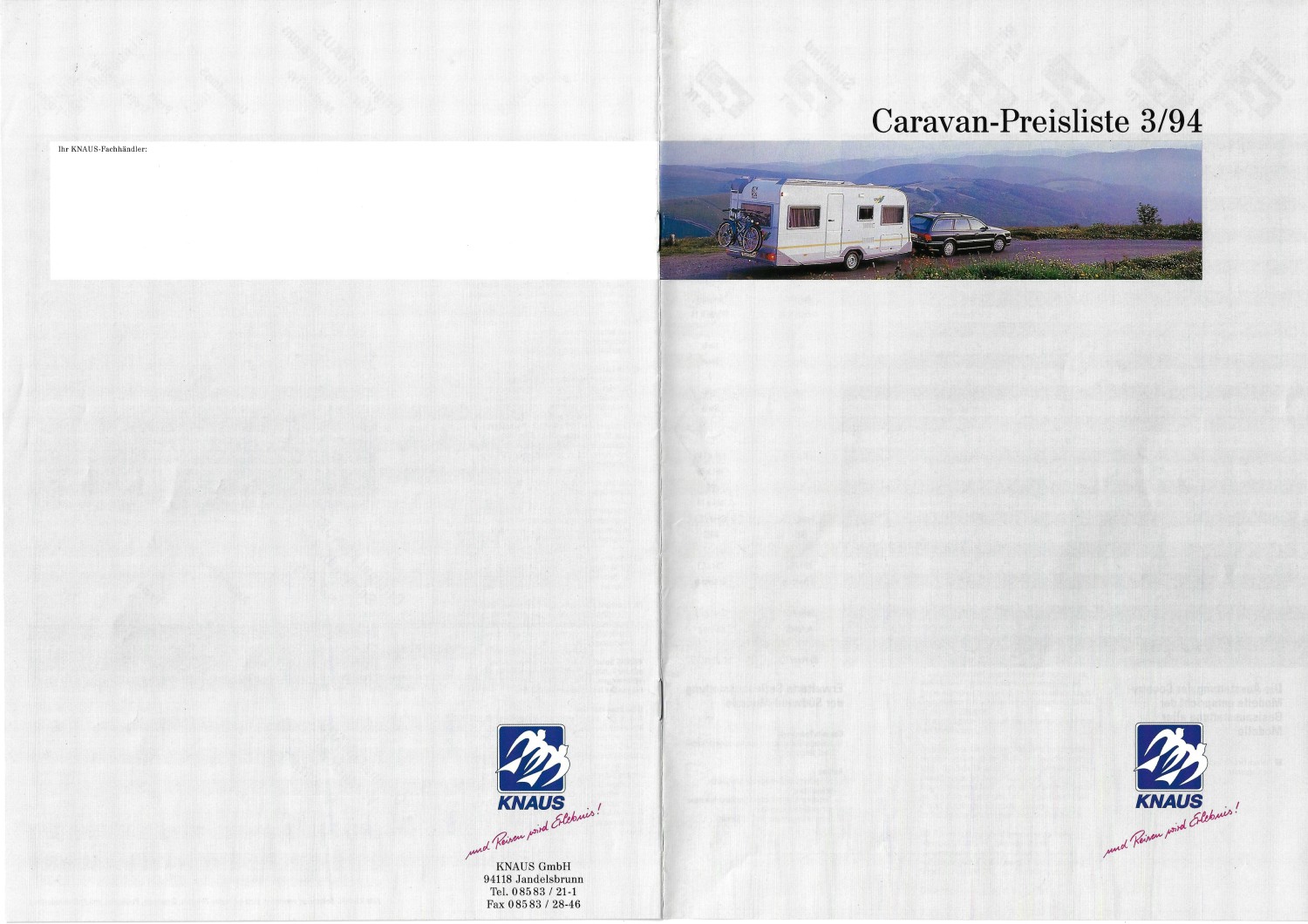 Knaus 1995 Preisliste 03-94 01 12