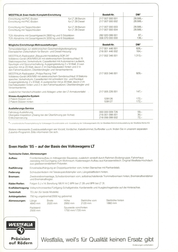 Westfalia 1984 Sven Hedin  09-83 Preisliste 02