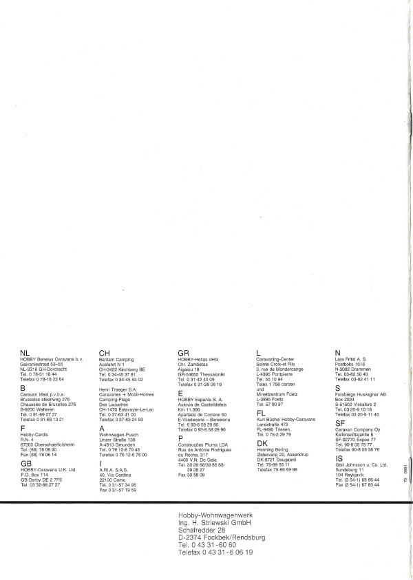 Hobby 1992 WoMo Prospekt Preisliste (11)
