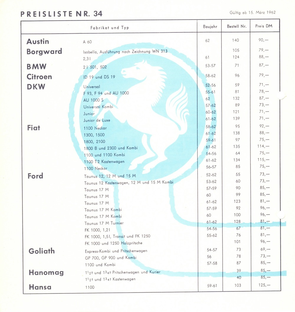 Westfalia 1962 Preisliste 34 Anhngerkupplungen 01