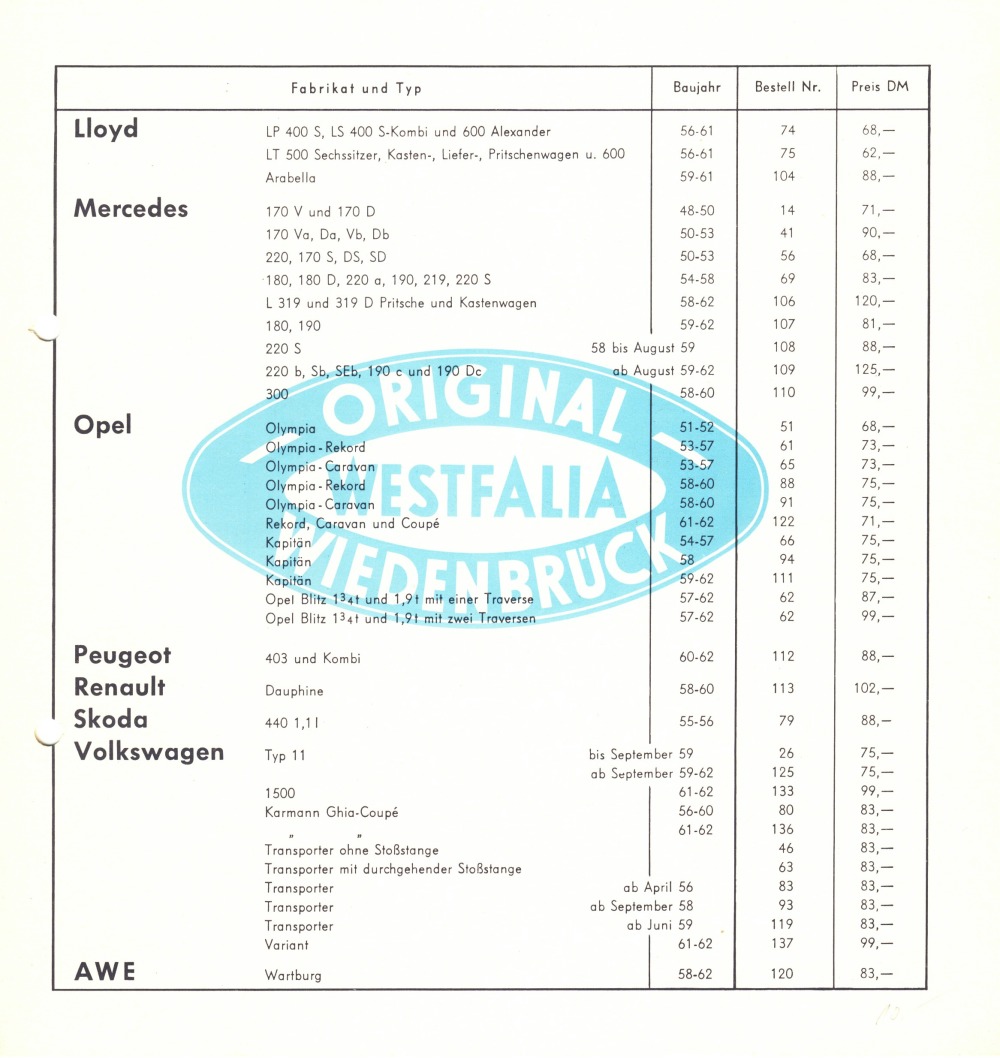 Westfalia 1962 Preisliste 34 Anhngerkupplungen 02